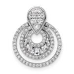 14K White Gold Polished 5/8 carat Diamond Layered Circles Doorknocker Chain Slide