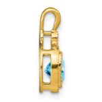 14k 6mm Cushion Blue Topaz and Diamond Pendant - Image 2