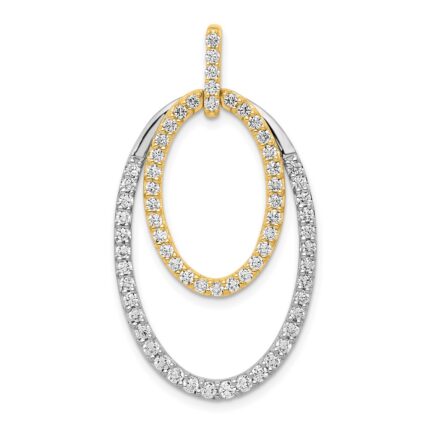 14k Two-tone 1 carat Diamond Double Oval Pendant