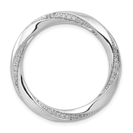 14k White Gold 1/5 carat Diamond Fancy Twist Circle Chain Slide