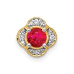 14k Polished Diamond and .33 Ruby Fancy Chain Slide