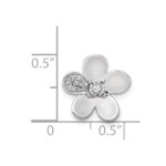 14k White Gold 1/20 carat Diamond Flower Chain Slide - Image 4