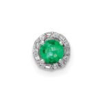 14k White Gold 1/20 carat Diamond and Emerald Halo Chain Slide