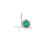 14k White Gold 1/20 carat Diamond and Emerald Halo Chain Slide - Image 2