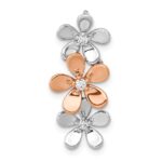 14k Rose and White Gold 1/10 carat Diamond Three Flower Chain Slide