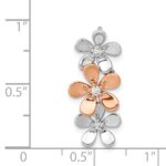 14k Rose and White Gold 1/10 carat Diamond Three Flower Chain Slide - Image 4