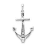 14k White Gold 1/4 carat Diamond Anchor Pendant - Image 3