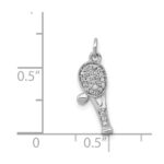 14k White Gold Diamond Racquet and Ball Pendant - Image 4