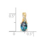 14k 7x5 Oval June/Lab Created Alexandrite and Diamond Pendant - Image 2