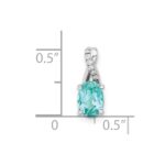 Pure Serenity 14k White Gold .03 carat Lab Grown Diamond VS/SI+ G+ and Lab Created Paraiba Teardrop Pendant - Image 2