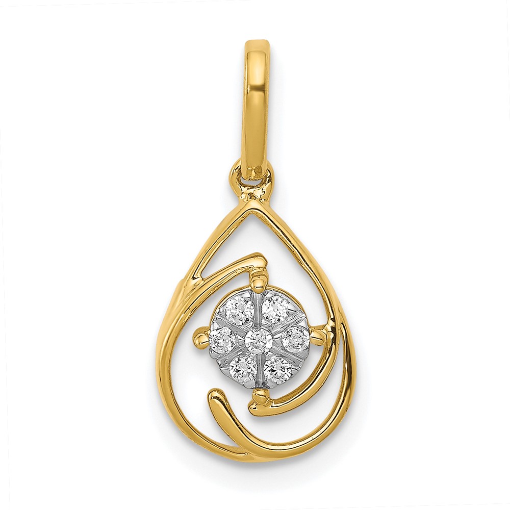 PM4779-008-YA.jpg 14k Polished 1/15 carat Diamond Teardrop Slide Fits up to 2mm Regular/3mm Fancy or Reversible Omega - Image 1