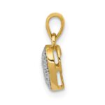 14k and White Rhodium Pave Diamond Heart Pendant - Image 2