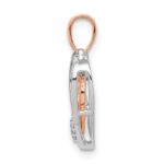 14kt White and Rose Gold Dangling Heart in Diamond Heart Pendant - Image 2