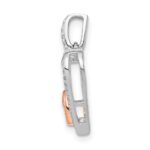 14k White and Rose Gold 1/20 carat Diamond Double Hearts Pendant - Image 2