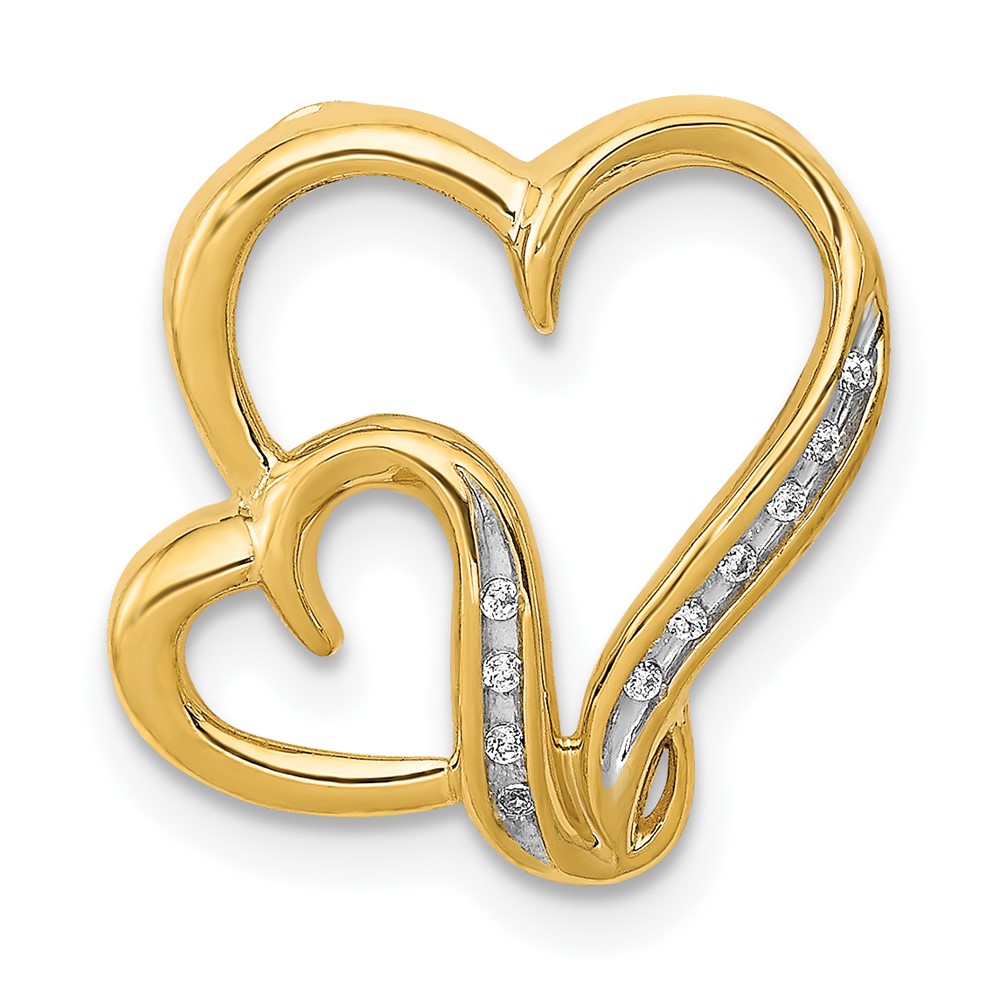 PM4912-003-YA.jpg 14k .03 carat Diamond Double Heart Chain Slide - Image 1