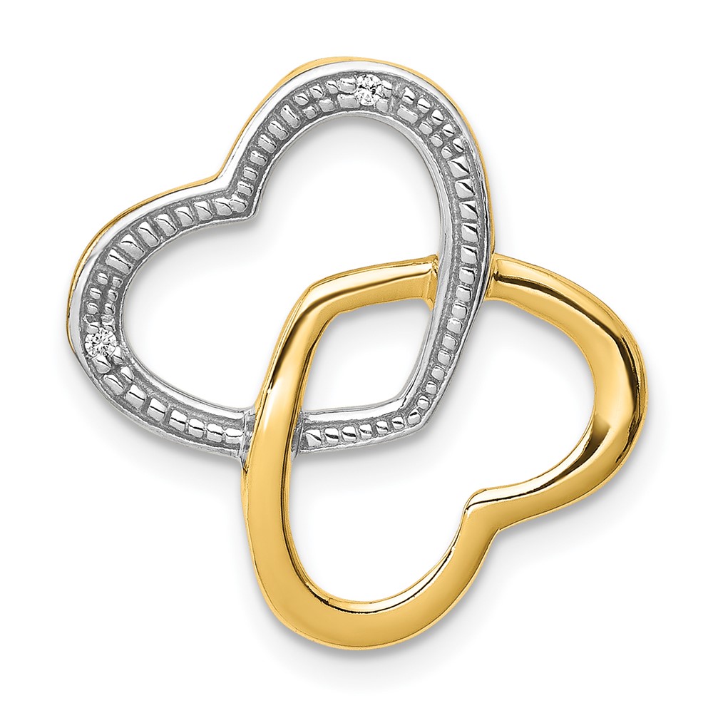 PM4917-001-YA.jpg 14k and White Rhodium .01 carat Diamond Double Entwined Heart Chain Slide - Image 1