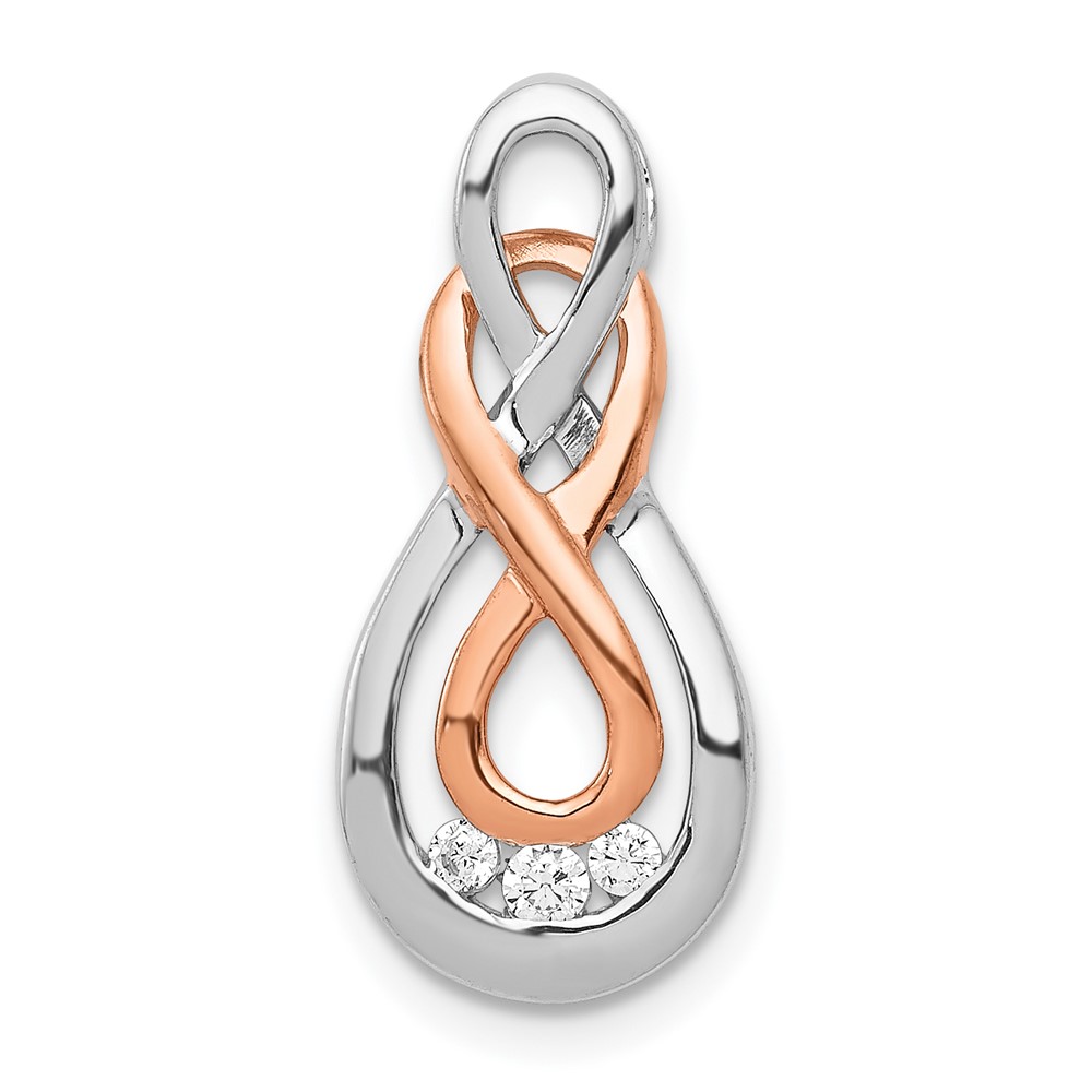 PM4936-007-WRA.jpg 14k White and Rose Gold 1/15 carat Diamond Double Infinity Chain Slide - Image 1