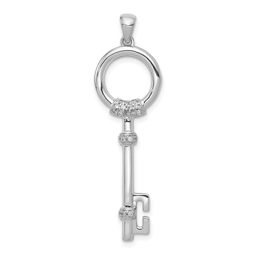 PM4945-013-WA.jpg 14k White Gold Polished 1/8 carat Diamond Circle Key Pendant - Image 1