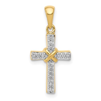 14k 1/6 carat Diamond Latin Cross Pendant