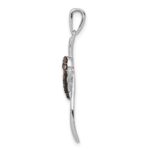 14k White Gold 1/10 carat Champagne Diamond Heart Cross Pendant - Image 2