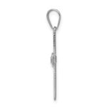 14k White Gold Diamond Heart Cross Pendant - Image 2