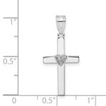 14k White Gold Diamond Heart Cross Pendant - Image 4