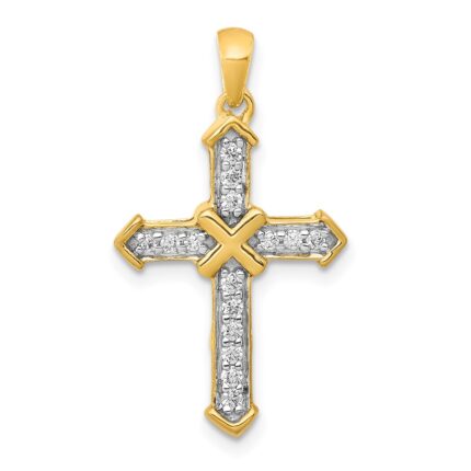14k 1/6 carat Lab Grown Diamond VS/SI+ G+ Complete Cross Pendant