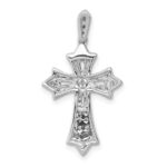 14k White Gold 1/6 carat Diamond Fleur de Lis Cross Pendant - Image 3
