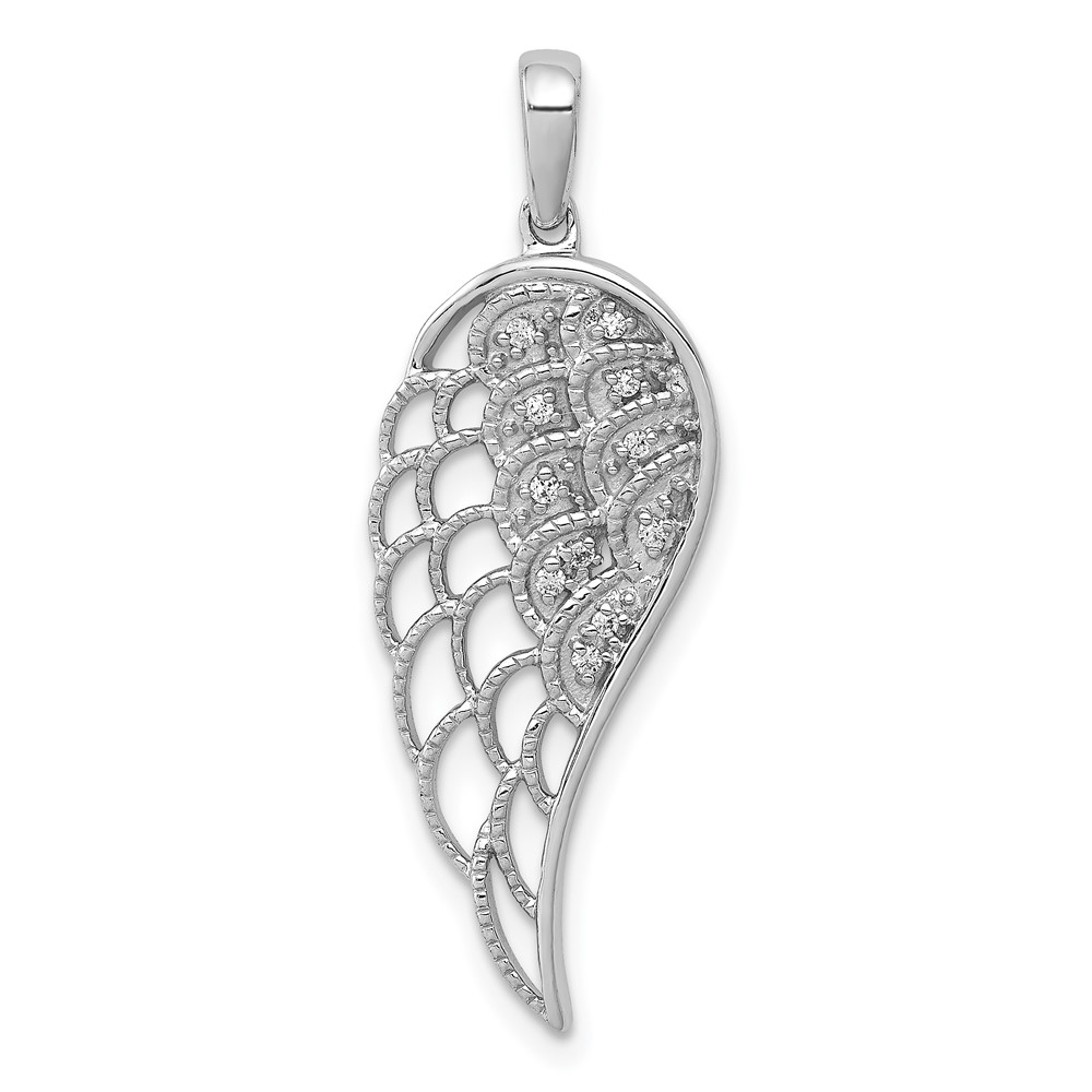 PM5144-005-WA.jpg 14k White Gold Diamond Open-work Wing Pendant - Image 1