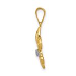 14k and White Rhodium Polished Diamond Fleur de Lis Pendant - Image 2