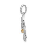 14k Two Tone 1/5 carat Lab Grown Diamond VS/SI+ G+ Complete Fleur De Lis Pendant - Image 2