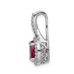 14k White Gold Diamond and Oval Ruby Halo Pendant Fits up to 2mm Regular/3mm Fancy or Reversible Omega - Image 2