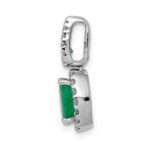 14k White Gold 1/5 carat Lab Grown Diamond VS/SI+ G+ and Lab Created Emerald Oval Halo Pendant - Image 2