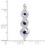 10k White Gold 1/15 carat Lab Grown Diamond VS/SI+ G+ and Lab Created Blue Sapphire Twist Chain Slide Pendant - Image 4