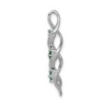 14k White Gold 1/15 carat Lab Grown Diamond VS/SI+ G+ and Lab Created Emerald Twist Chain Slide Pendant - Image 2