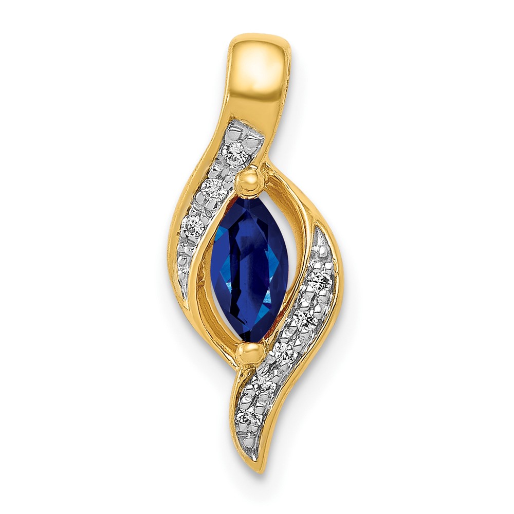 PM5265-SA-004-1YA.jpg 10k Diamond and Marquise .29 Sapphire Pendant - Image 1