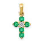 14k Emerald and Diamond Cross Pendant