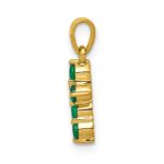 14k Emerald and Diamond Cross Pendant - Image 2