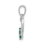 14k White Gold Diamond and Emerald Flower and Heart Pendant - Image 2