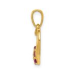 10k Diamond and Ruby Heart w/ Flower Pendant - Image 2