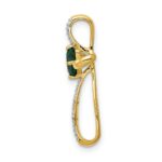 10k w/Rhodium Lab Created Emerald and Diamond Cross Pendant - Image 2