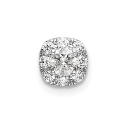14k White Gold 1/3 carat Lab Grown Diamond VS/SI+ G+ Complete Cushion Halo Chain Slide Pendant