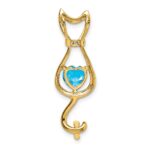 10k Blue Topaz and Diamond Cat Pendant - Image 4