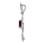 14k White Gold 6mm Heart Garnet and Diamond Cat Chain Slide - Image 2