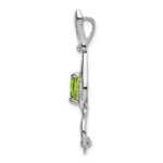14k White Gold 6mm Heart Peridot and Diamond Cat Chain Slide - Image 2