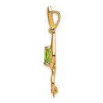 14k 6mm Heart Peridot and Diamond Cat Chain Slide - Image 2