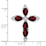 14k White Gold 6x4mm Pear Garnet and Diamond Cross Chain Slide - Image 3