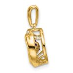 14k 4.5mm Round Moving Vibrant Amethyst and Diamond Pendant - Image 2