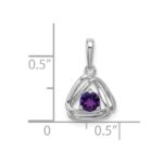 14k White Gold 4mm Round February/Amethyst Triangle Pendant - Image 2