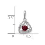 14k White Gold 4mm Round July/Lab Created Ruby Triangle Pendant - Image 2